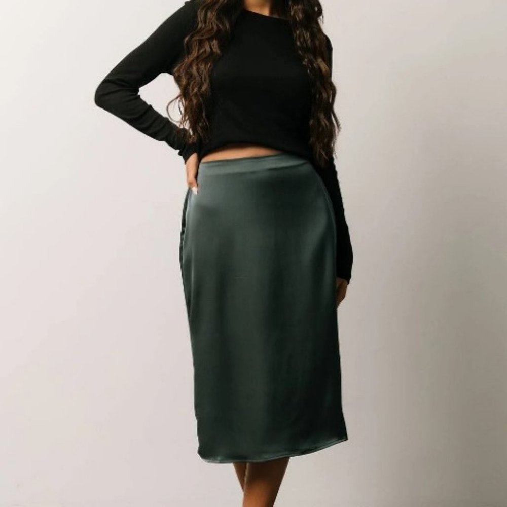 Como Satin Midi Skirt | Pine